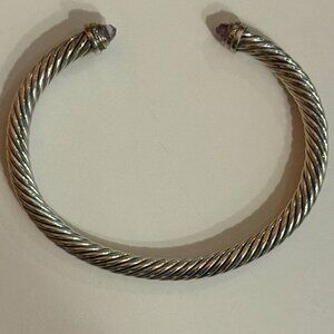 David Yurman Classic Cable Bracelet Sterling Silver w/Amethyst and Diamonds, 5mm
